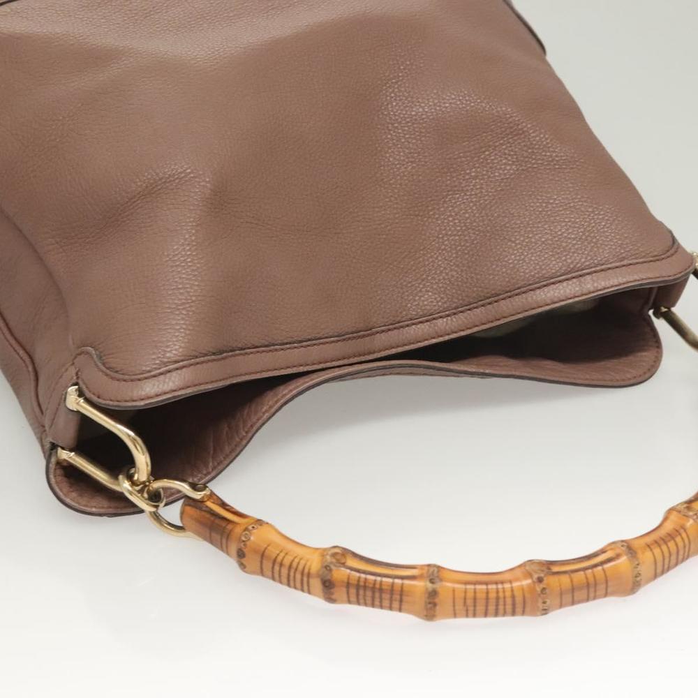 GUCCI Bamboo Hand Bag Leather 2way Pink Gold 282345 Auth ep9020 - Picture 6 of 16